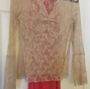 Vintage cream lace blouse size 2